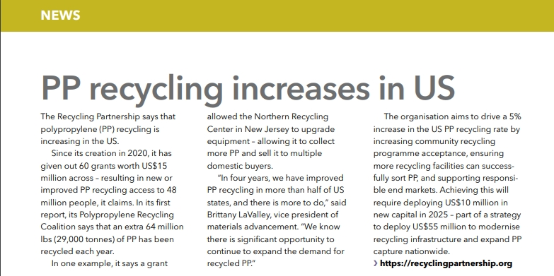 PP-genbrug stiger i USA